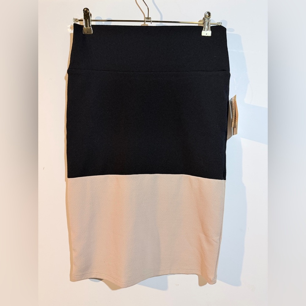 Black and Cream Colorblock Pencil Skirt - Women's